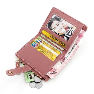 China Waterproof Women's Stylish Double Short Zipper Purse Mini Personalized Pu Leather Zero Simple Wallet for sale