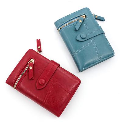 China Waterproof Multifunctional Wallet Women Leather Card Holder With Zipper Coin Bag for sale