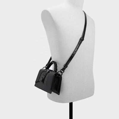 China Fashion Mini Top Handle Bag Decorative Chains Small Shoulder Clips PU Leather Tote Bag for sale