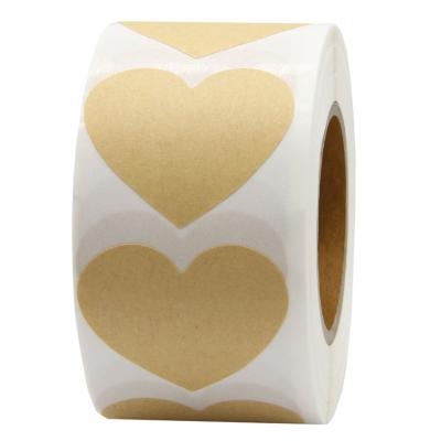 China Custom Eco Friendly Self Adhesive White Kraft Paper Heart Shaped Sticker Waterproof Custom Made for sale