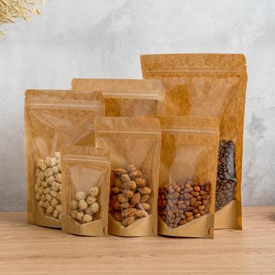 China Recyclable Custom Recycled Flat Bottom Kraft Paper Bag Food Packaging Coffee Kraft Paper Pouch Bag for sale