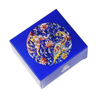 China Recycled Materials Custom Decorative Rectangle Boxes Cardboard Blue Paper Boxes Cosmetic Packaging Box for sale