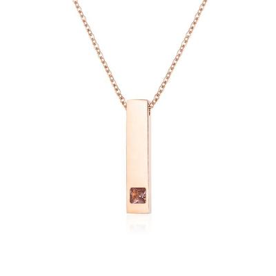 China TRENDY Classic Long Bar Necklace Engraved Stainless Steel Chain Jewelry Rose Gold Accessories Gold Plated for sale