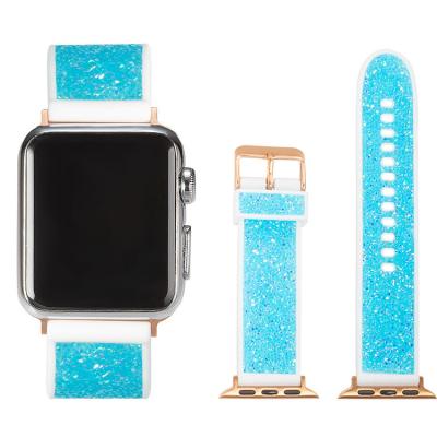 China Fashion Bling Zircon Silicon Rubber Custom Band For iWatch Sports Designers Smart Watch Bands Accessories For Apple Watch for sale