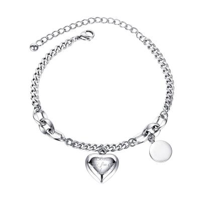 China FASHIONABLE Hot Sales Design Women Mask Beautiful Heart Adjustable Charm Link Chain Stainless Steel Bracelets for sale