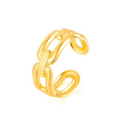 China New Vintage Design Women's 18K Gold Plated Stainless Steel Jewelry Verified Supplier Brand Link Ring Customized for sale