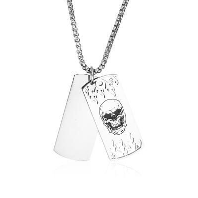 China FASHIONABLE Custom Wholesale Stainless Steel Skull Engraved Blank Pendant Charm Personalized Jewelry For Men for sale