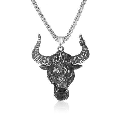 China FASHIONABLE Custom Wholesale Vintage Animal Mens Jewelry Accessories Stainless Steel Gothic Bull Pendant for sale