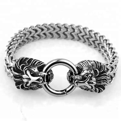 China Lion Party Rock Link Bracelet Men Male Accessory New Jewelry Good Quality Stainless Steel Leather And Marlary for sale