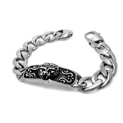 China Wholesale Italian Stainless Steel Men's Custom Black Lion Head Bracelets Bracelet for sale