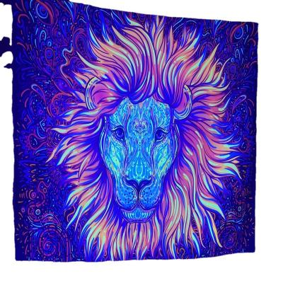 China Factory Outlet Traditional Hot Selling Fluorescent Tapestry Star Lion Tapestry Home Decor Wall Hanging for sale