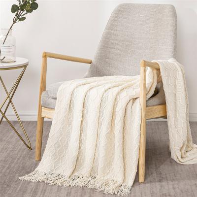 China Soft Soild Blanket With Tassels Nordic Knitted Blanket Bed Leisure Decoration Air Conditioning Decorative Blanket for sale