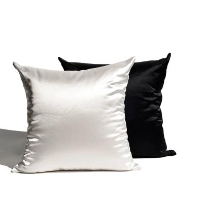 China Portable Glossy Tile Decorative Silk Pillow Case Cushion Cover For Sofa Bed Solid Pillow Covers for sale