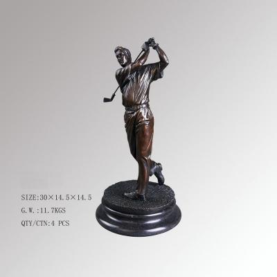 China Europe hot sale bronze golf player statue for gift and home decoration for sale