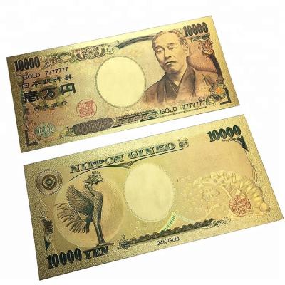 China Japan Factory Price Direct Gold Foil Plated Plastic Ten Thousand Yen Note Collective Japan Gift for sale