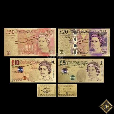 China Europe full set of gold colorful UK banknotes money british pound for sale