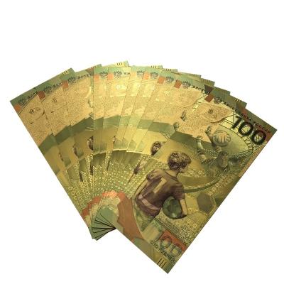 China Russia Nice Color Russia World Cup Banknotes 100 Rubles 24k Gold Fiat Currency Banknote For Collection And Gifts for sale