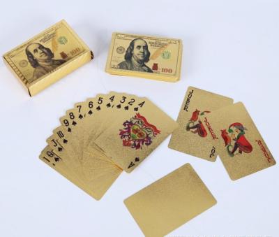 China Best Quality Price Dollar Plastic Gold Foil Plated Colored Playing Cards for sale