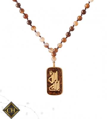 China European 24k Gold Arabic Calligraphy Necklace for sale