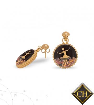 China Beautiful European Dancing Girl Gold Foil Earring Design for sale