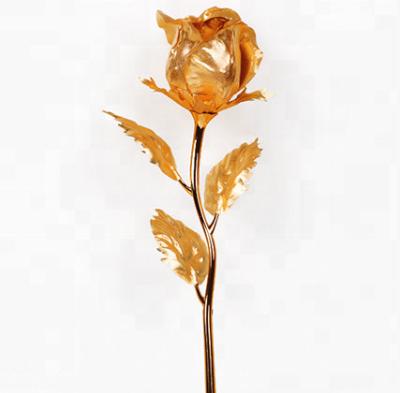 China Real gold leaf 24k gold leaf budding rose flower valentine lover gift for sale