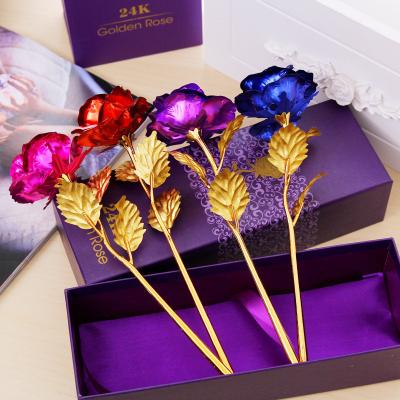 China Gold Rose Flower Holiday Wedding Party Mother's Day Waterproof Present Valentine's Day Gift Decoration With Retail Box for sale