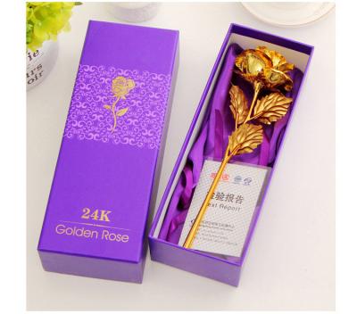 China Creative Waterproof Valentine's Day/Birthday/Wedding Gift, Lover's Flower 24k Gold Rose Gold Dipped Rose, Artificial Flower With Box for sale