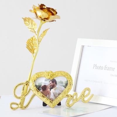 China HOT Waterproof The Best and Most Golden Rose Gold Flower Valentine's Day Gift Rose Wedding Decoration Golden Flower Emotional Gift for sale