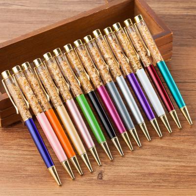 China office & School Pen Gold Foil Gift Pens Metal Crystal Ballpoint Pens With Gold Foil Pens Many Colors Gold Foil Pens Available for sale