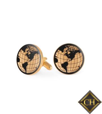 China Luxury Real Annevisary Land Design Gold Foil Cufflink for sale