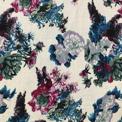 China 100% Breathable Rayon Printed Soft Vintage Floral Fabric For Dress And Garment for sale