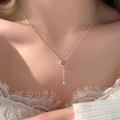 China FASHIONABLE Crystal Drop Pendant Charm Women's Sexy KISSWIFE Flat Ribbon Y-shaped Choker Lasso Chain Necklace for sale