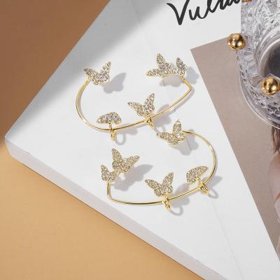 China High Quality KISSWIFE Hot Sale Fashion Earring Jewelry Diamond Hollow Butterfly Climber Clip Earring Set Ear Cuffs for sale