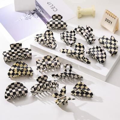 China Vintage Use KISSWIFE Vintage Half Moon Hairpin Acrylic Acetate Retro Controller Hair Claw Clips Black And White for sale