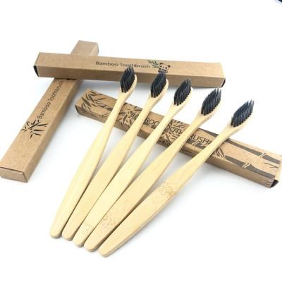 China Disposable 100% Natural Biodegradable Organic Bamboo Toothbrush Travel Eco Friendly Airplane Charcoal Customized With Logo for sale