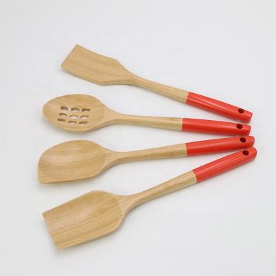 China Sustainable Bamboo Kitchen Utensil Set - 5 Piece Premium Cooking Tools & Implements; Spoons, and Spatulas with Hanging Blocking Holes in the Han for sale