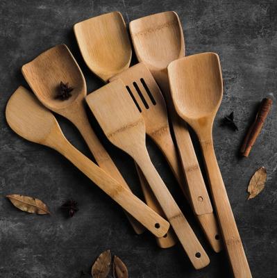 China Sustainable Bamboo Spoon Kitchen Utensil Set For Cooking - Bamboo Wooden Utensils for sale