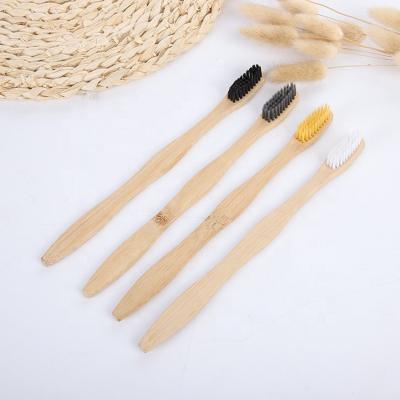 China Biodegradable Disposable and Vegan Bamboo Wooden Toothbrushes Biodegradable Natural Soft Organic Soft Nylon for sale