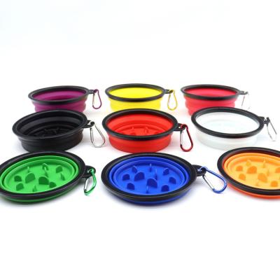 China Sustainable Collapsible Collapsible Dog Silicone Slow Feeding Bowl Colorful Non-Toxic Dog Slow Feeder Dishes for sale