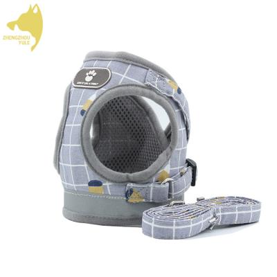 China Wholesale Reflective Classic Plaid Dog Vest Adjustable Harness and Leash Set for sale