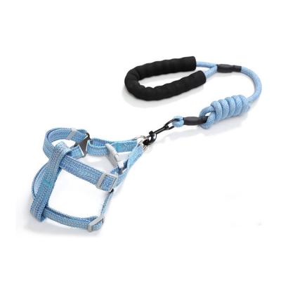 China 2021 Reflective Polyester Puppy Harness Hot Sale Adjustable Soft Breathable Leash for sale