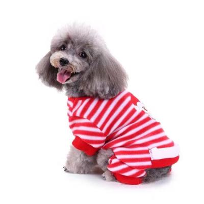 China Sustainable Doggy Santa Claus Clothes For Christmas Red Striped Pet Clothes Elks To Outfit For Pet for sale