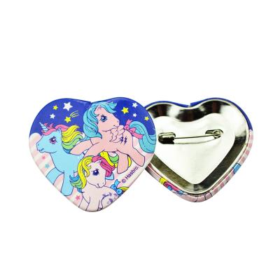 China Custom Blank 3D Heart Shape Girl Scout Unicorn Work Cloth Pin Button Badges For Girl for sale