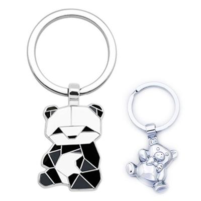 China Hot Selling Cute Pig Panda Keychain Metal Fish Sheep 2D Cartoon Luxurious Animal Metal Keychains Promotion Gift Cute for sale