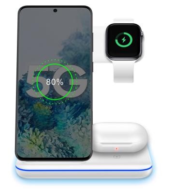 China Smart Watch WELUV DIY LOGO 3 in 1 Multi Function Wireless Charger Stand Customized Design Christmas Gift for Apple for sale