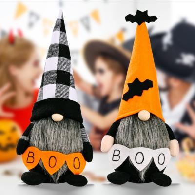 China 2021 Eco-Friendly Halloween Home Decor Gifts Hallowmas Ornaments Halloween Dolls Cloth Gnomes Grid Hat Decor Pumpkin Boo for sale