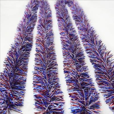 China 2021 New Beautiful Decoration Bar Tops Ribbon Garland Christmas Tree Ornaments USA Flag Cane Tinsel Party Supplies for sale