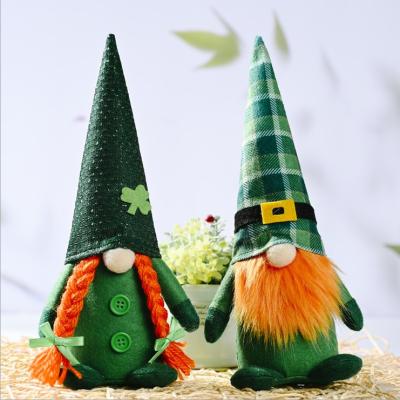 China 2021 Eco-Friendly Irish Decorative Gnome Dark Green Faceless Doll Clover St Patrick's Day Ornaments Decorative St Patrick's Day Ornaments for sale