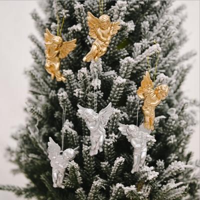 China Christmas Decoration or Gift 6pcs Christmas Tree Ornament Gold Silver Angel Plastic Christmas Tree Hangings for DIY for sale