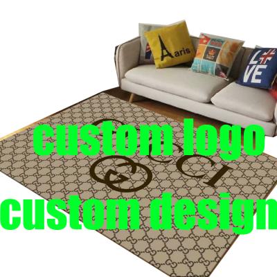 중국 Washable Famous Logo Printed Custom Rugs 3d Brand Luxury Large Rug Covering Rugs Living Room For Sale 판매용